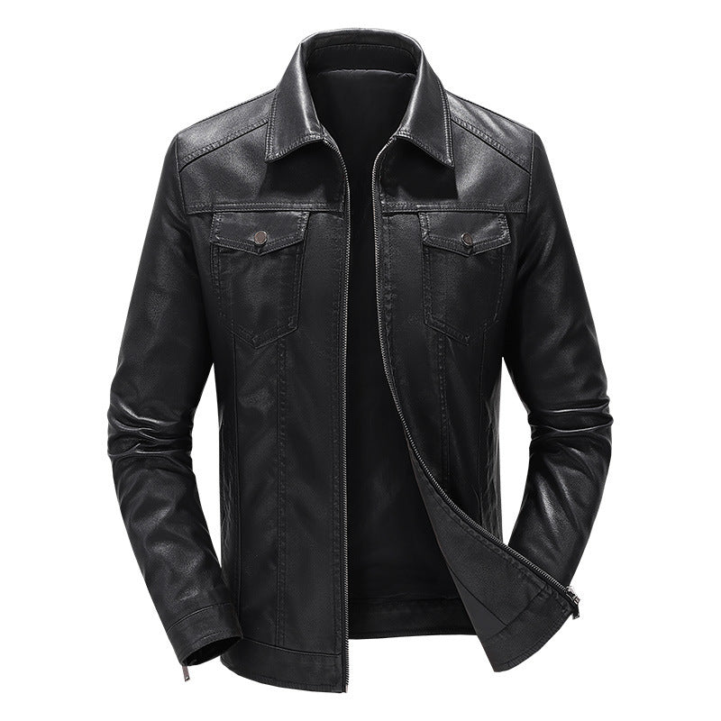 Men’s Slim-Fit Fleece-Lined Leather Jacket