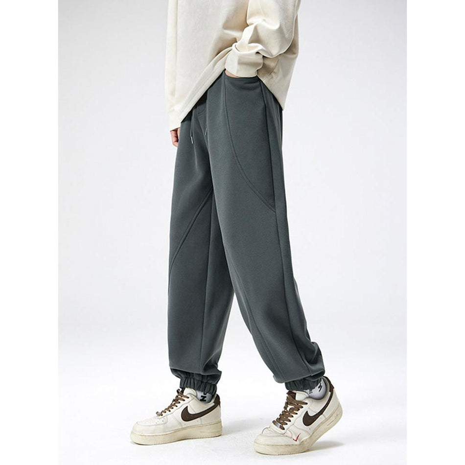 Men’s Patchwork Fleece Winter Casual Jogger Pants