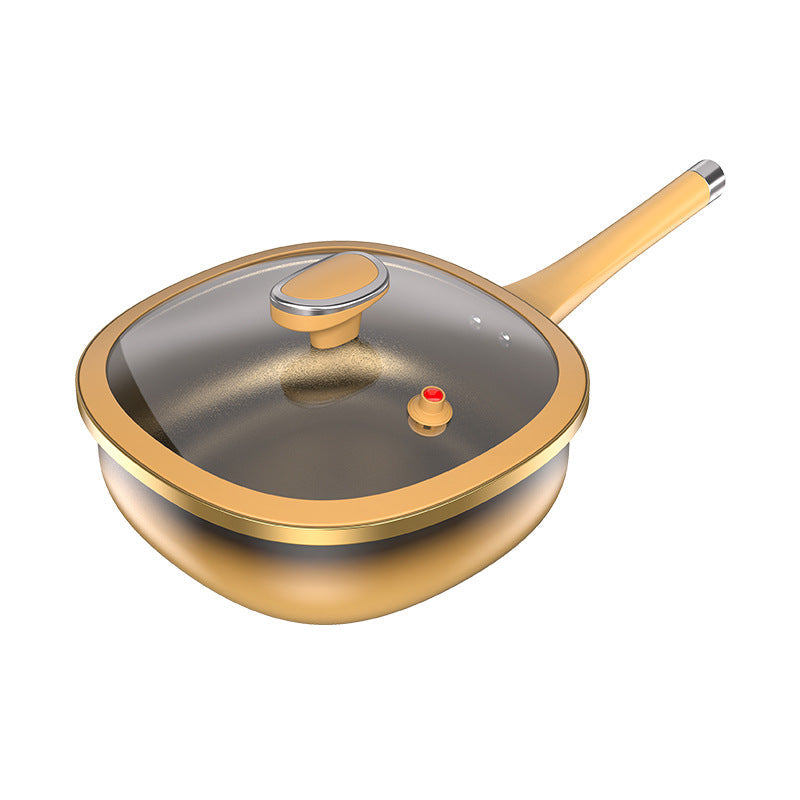 Titanium Pole Flat Bottom Wok – Non-Stick, Low Oil Fume,