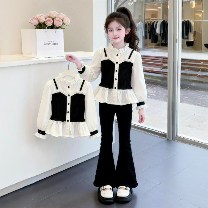 Girls Sling Shirt Spring Two-Piece Set – Stylish Kids Outfit Nepal | Tudoholic