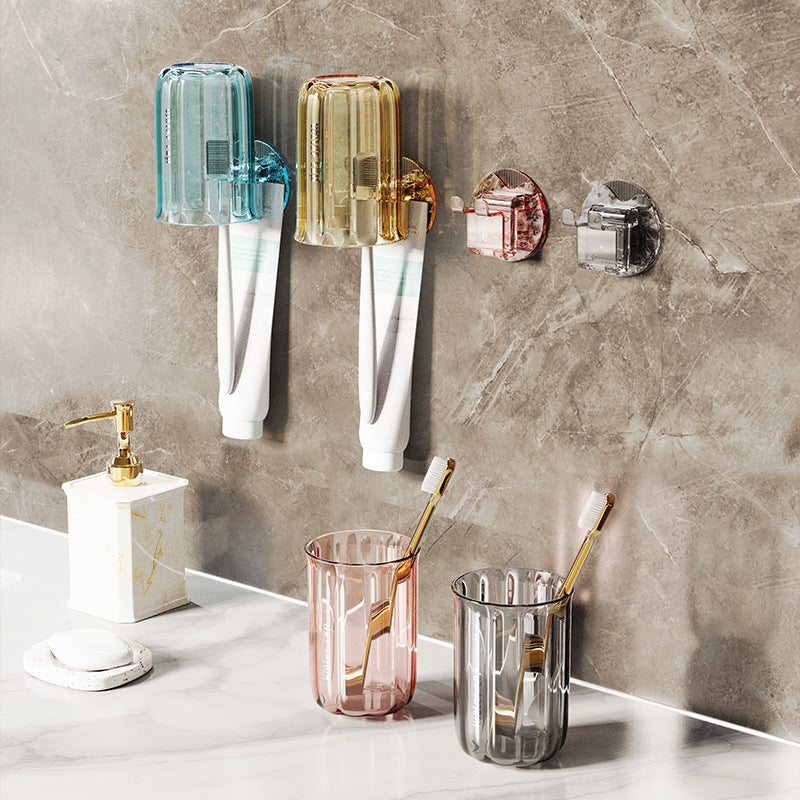 Wall-Mounted Toothbrush & Gargle Cup Rack – Punch-Free