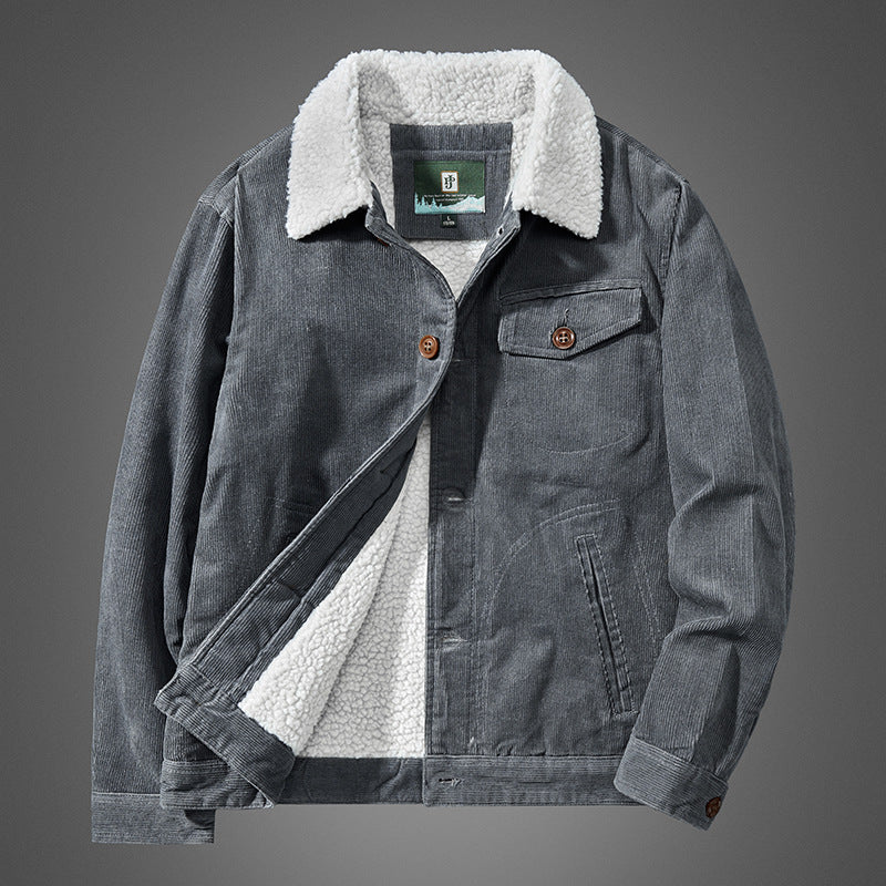 STOCK-American Retro Corduroy Jacket – 2025 Lamb Velvet Winter