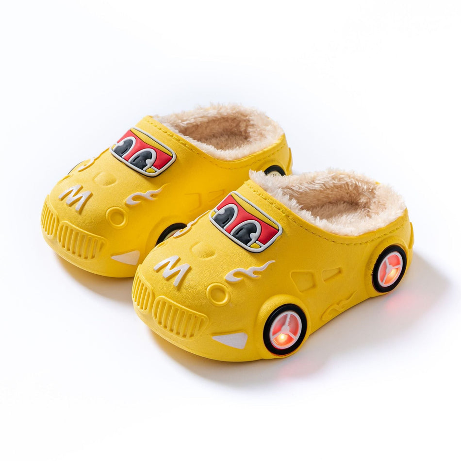 Kids’ Winter Car Slippers – Fleece & Light-Up Fun!