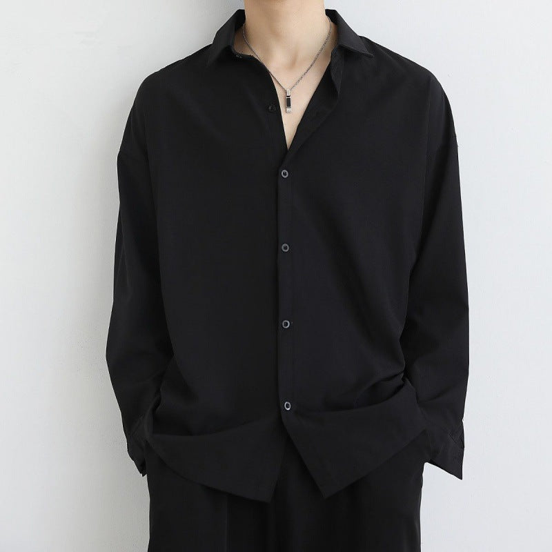 Men's Black Non-Iron Long-Sleeve Thin Casual Shirt Jacket