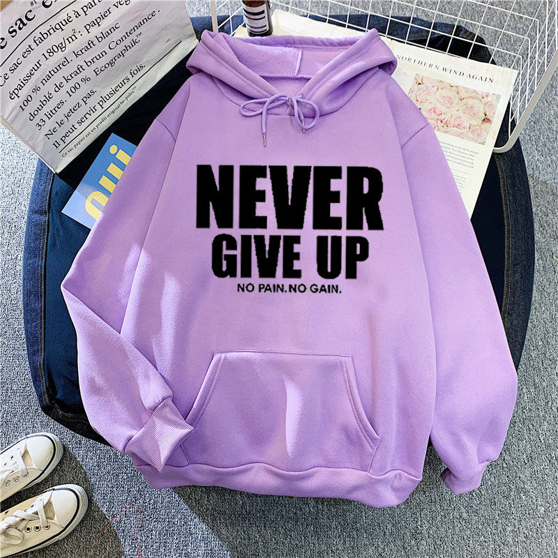 Women’s Letter Print Fleece Hooded Sweatshirt Top
