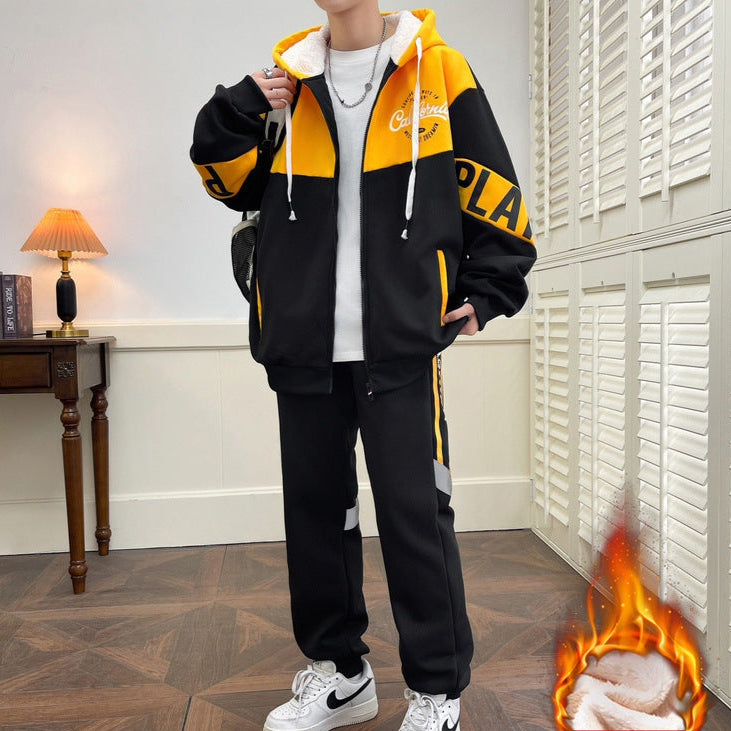 Boys’ Plush Cardigan Suit – Trendy 2025 Set