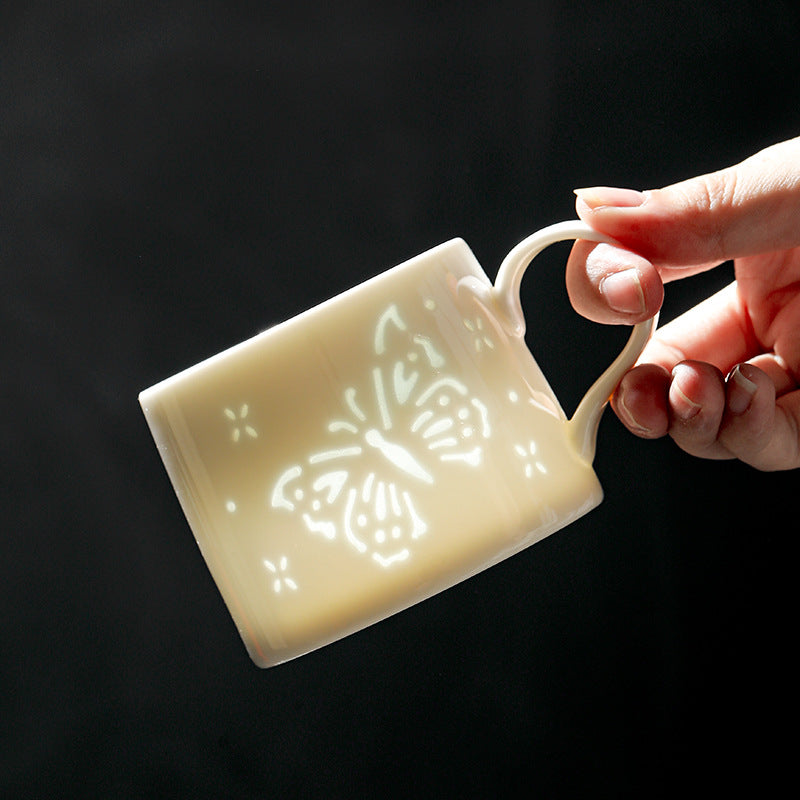 Dehua White Porcelain Coffee Cup Creative Sheep Design Mug