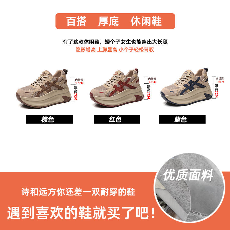 Retro Mesh Thick-Soled Height-Increasing Sneakers