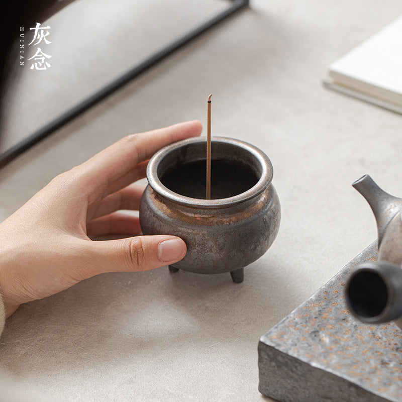 Gold-Plated Ceramic Antique Incense Burner for Home