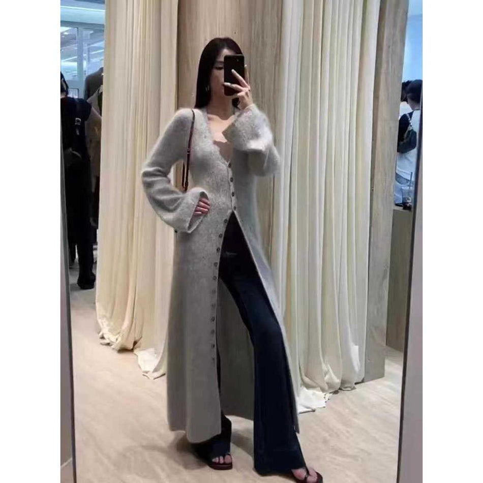 Women’s V-Neck Slimming Long Knit Cardigan Sweater