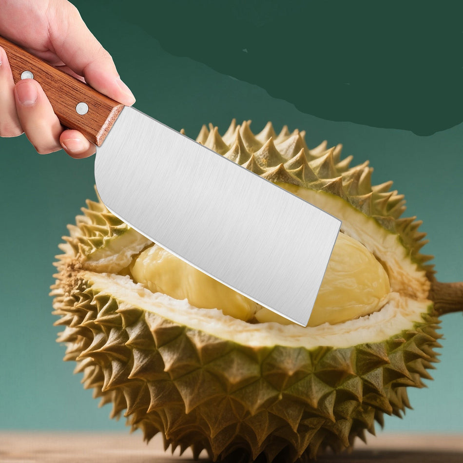 Stainless Steel Durian & Chef Knife Set – Wooden Handle