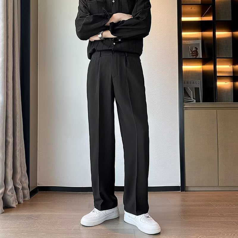 Plus Size Ice Silk Loose Quick-Dry Straight Pants Men Summer