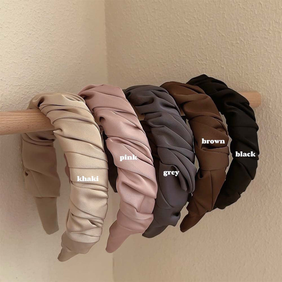 Satin Pleated High Crown Headband – Wide Luxe Look