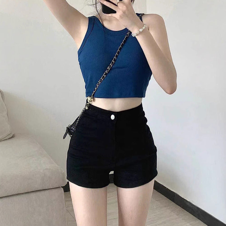High Waist Black Skinny Shorts Women Summer Hot Pants