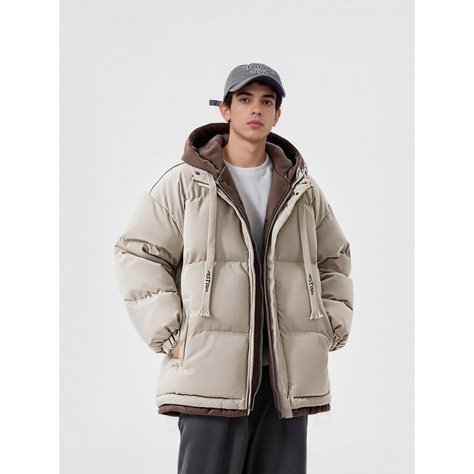 Men’s Korean Style Fake Two-Piece Winter Cotton Jacket