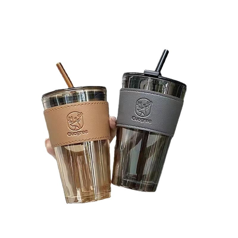 Stylish Coffee & Water Glass Mug with Leather Case