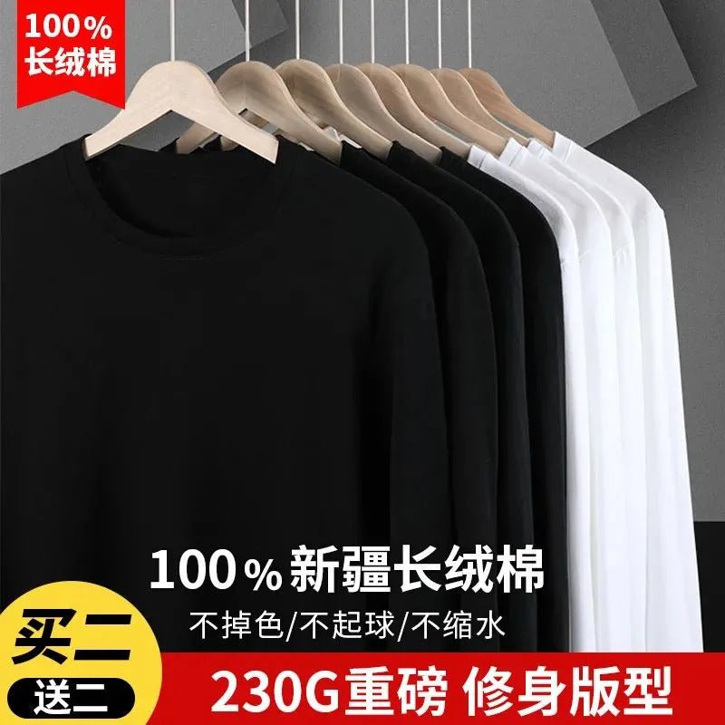 STOCK-Men’s Heavy Cotton Long Sleeve Winter Base Shirt