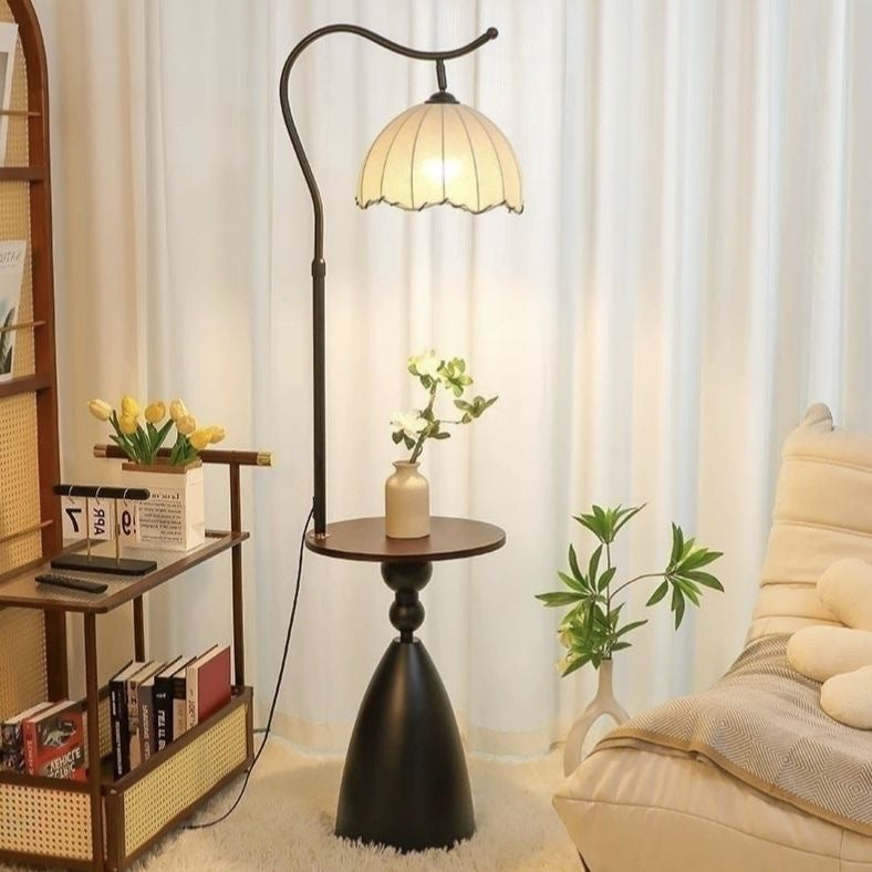 Mid-Ancient Crescent Floor Lamp Adjustable Orange Light