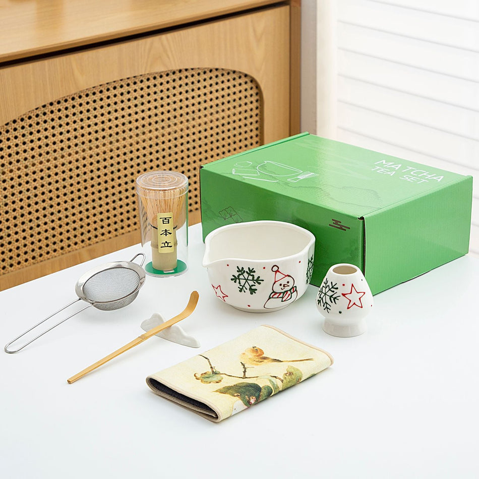 Ceramic Matcha Tea Whisk Set Hand-Painted Tea Bowl