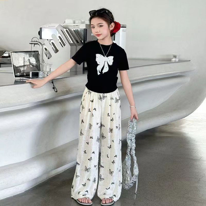 Girls Bowknot Pants Summer Two-Piece Set – Baby & Children's Outfits – Image 7