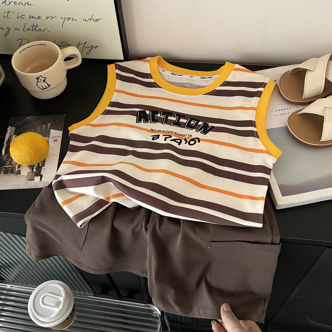 Premium Series: Striped Pure Cotton Vest & Shorts Suit – Kids Fashion Nepal | Tudoholic