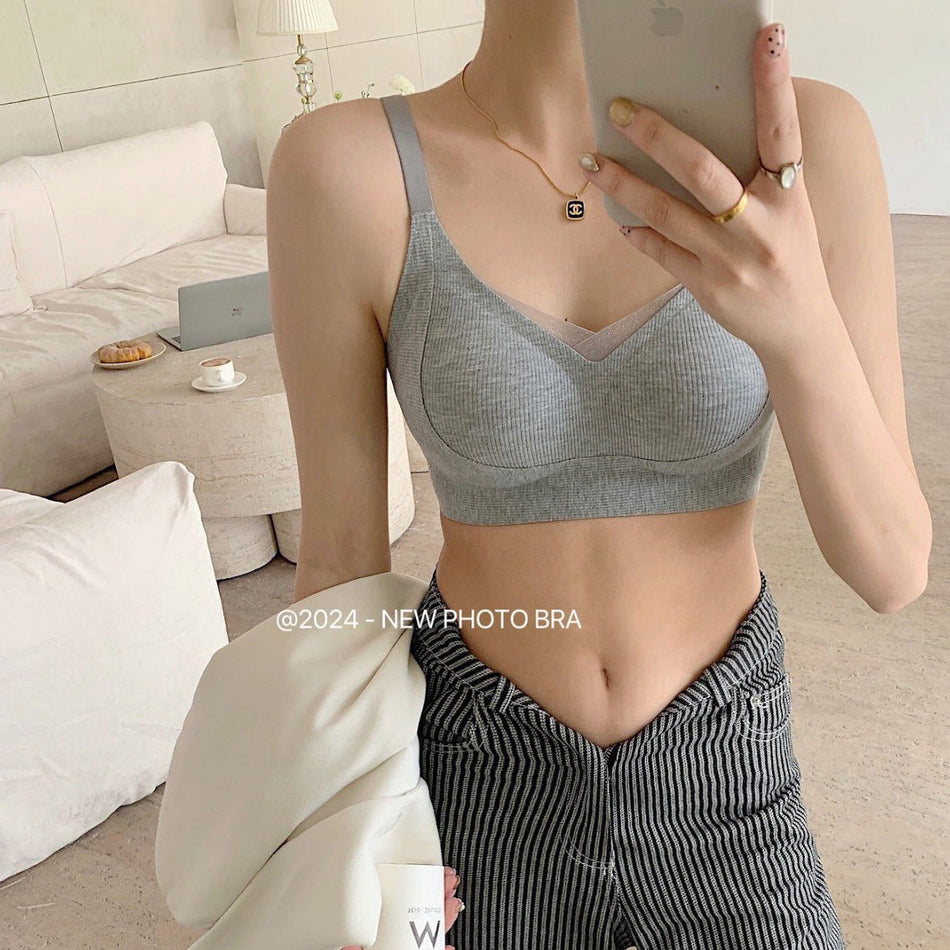 Warming Muscle Texture Sling Bra – Skin-Friendly, Wireless &