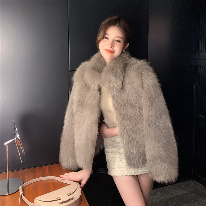 Women’s Faux Fur Coat Short Stand Collar Winter