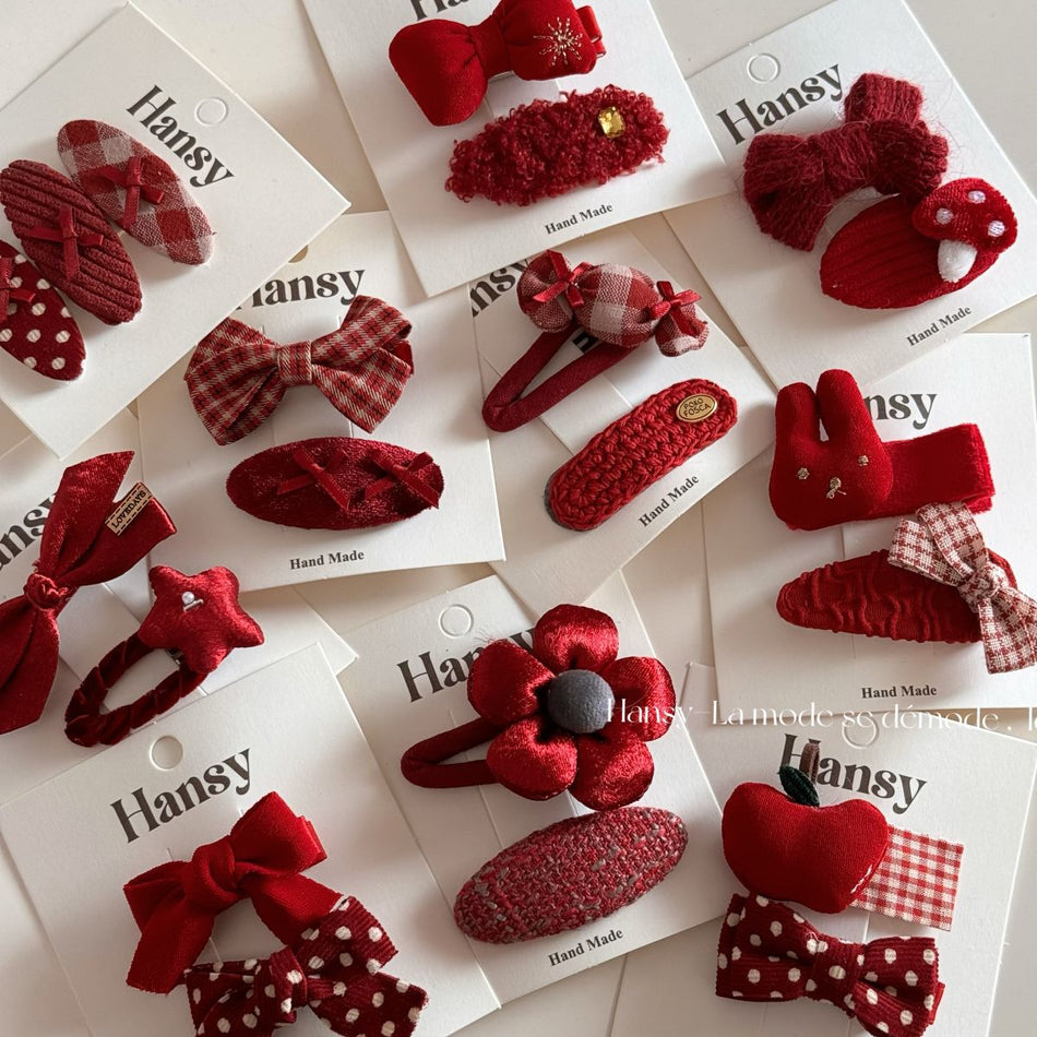 Red Holiday Bow Plaid Duckbill Hairpin for Kids