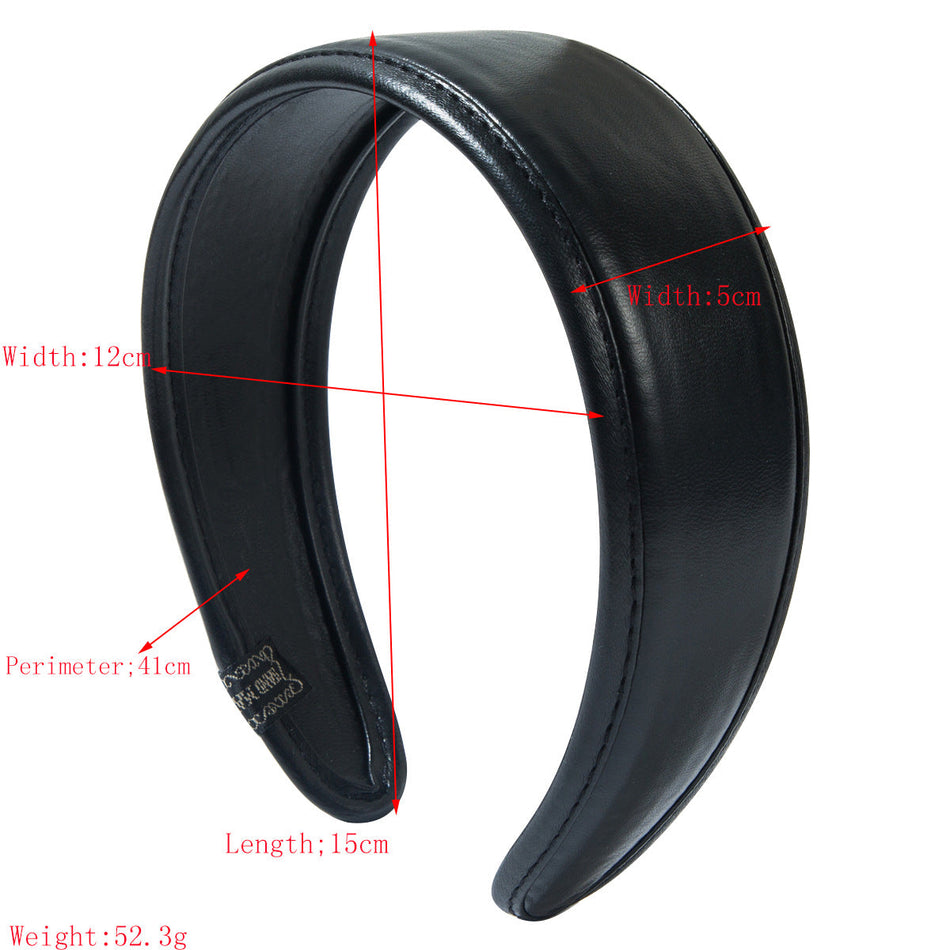 Retro PU Leather Wide Hair Hoop