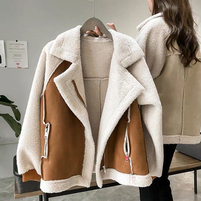 Thickened Lamb Wool One-Piece Fur Jacket