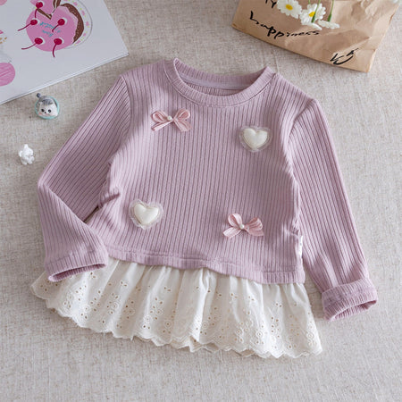 Girls Korean Bow Lace Long Sleeve Top – Sweet Style – T-Shirts – Image 6