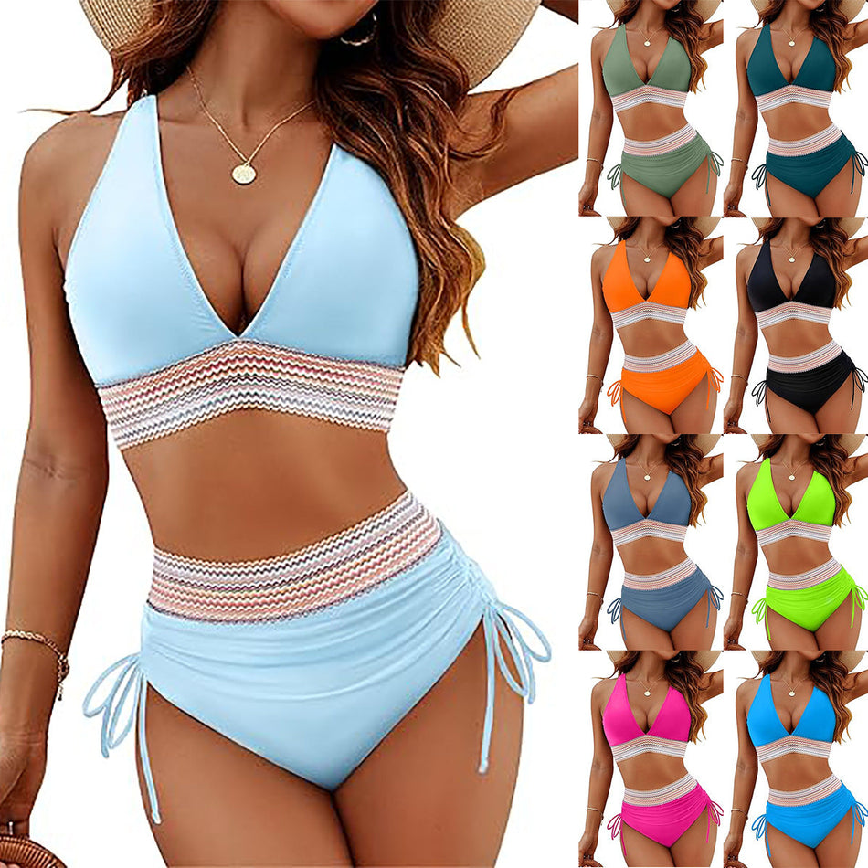 Women’s High-Waist Bikini Set – Sexy Halter Split Swimsuit