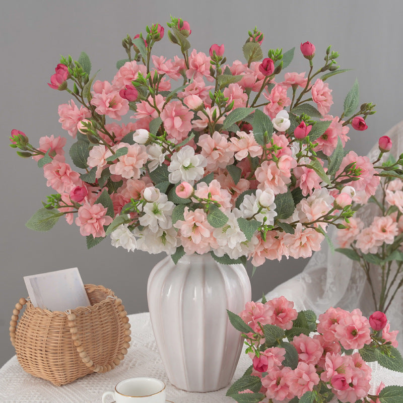 5-Pronged Artificial Rose & Camellia Bouquet – Home Décor