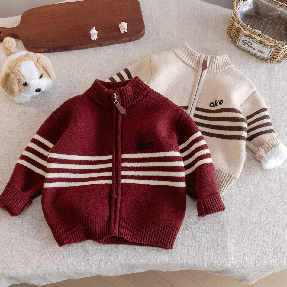 Boys Sweater Winter Wear 2025 Kids Velvet Thickened Cardigan