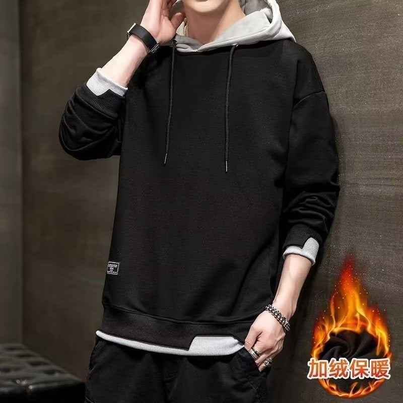 INSTOCK-Fake Two-Piece Velvet Hoodie  Trendy & Cozy