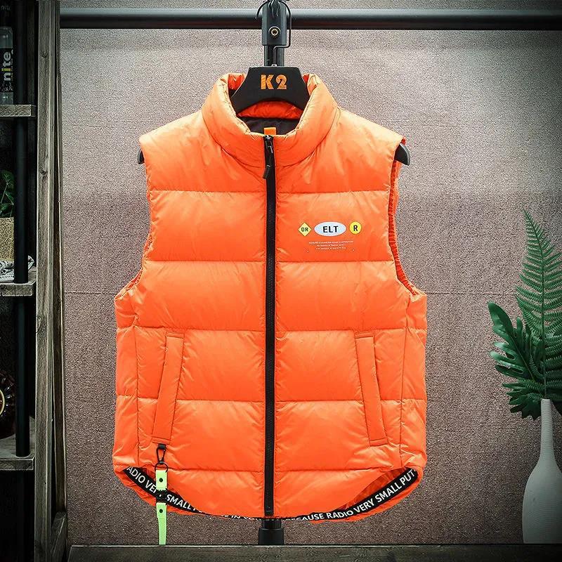 INSTOCK-Men’s White Duck Down Vest – Youth K-Style Fashion Jacket