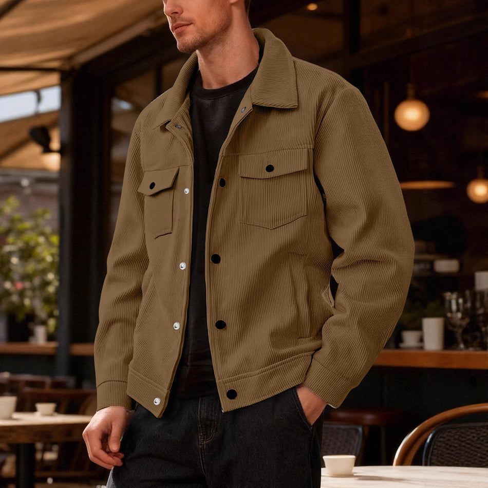 European American Corduroy Single-Breasted Lapel Jacket Men