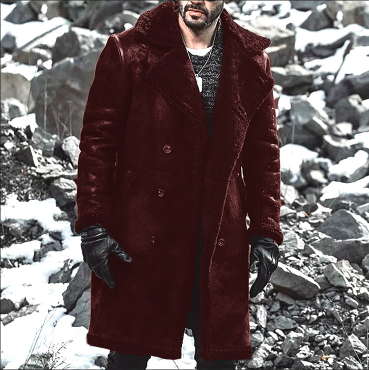 European Style Men’s Lamb Fur Faux Fur Warm Coat