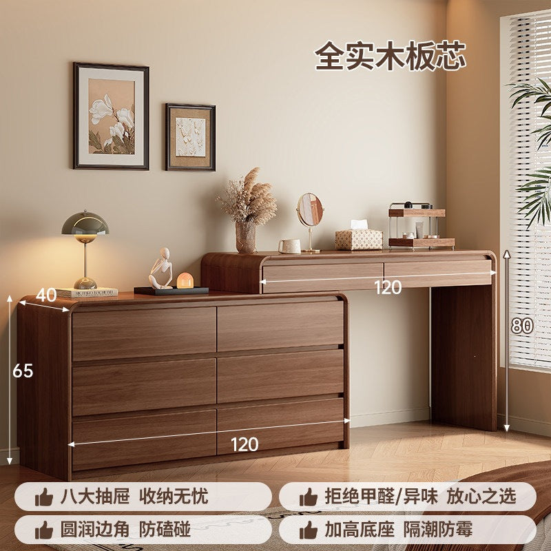 Solid Wood Walnut Dressing Table and Dresser Combo
