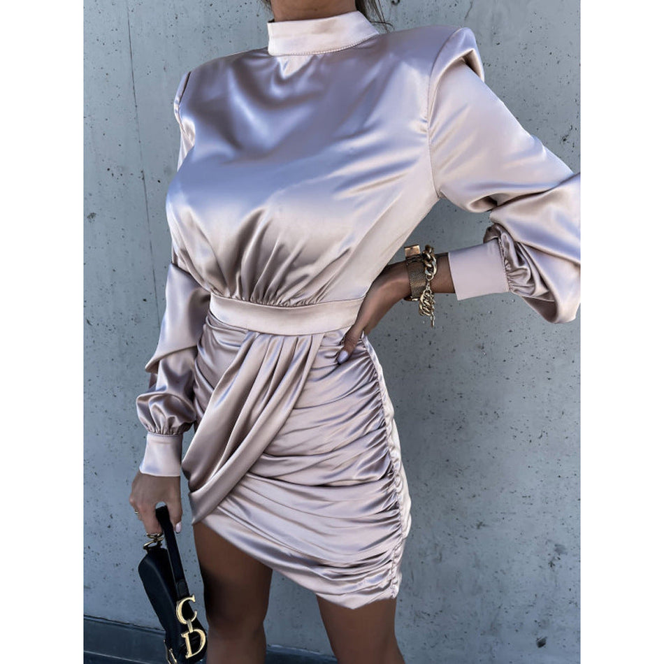 Commuter Long-Sleeve Dress - 2026 "INS" Retro-Modern Office Luxe