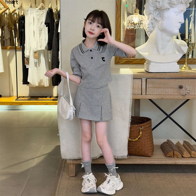 Girls Polo Shirt & Skirt Elegant Set – Refined Kids Fashion Nepal | Tudoholic