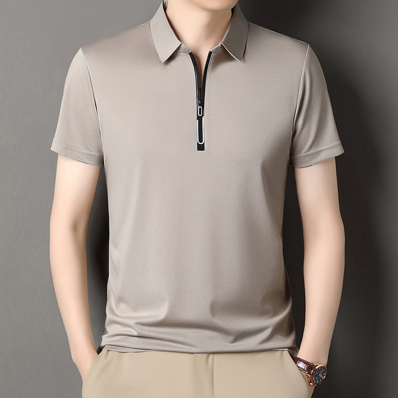 Men’s Casual Polo Zipper Short Sleeve T-Shirt