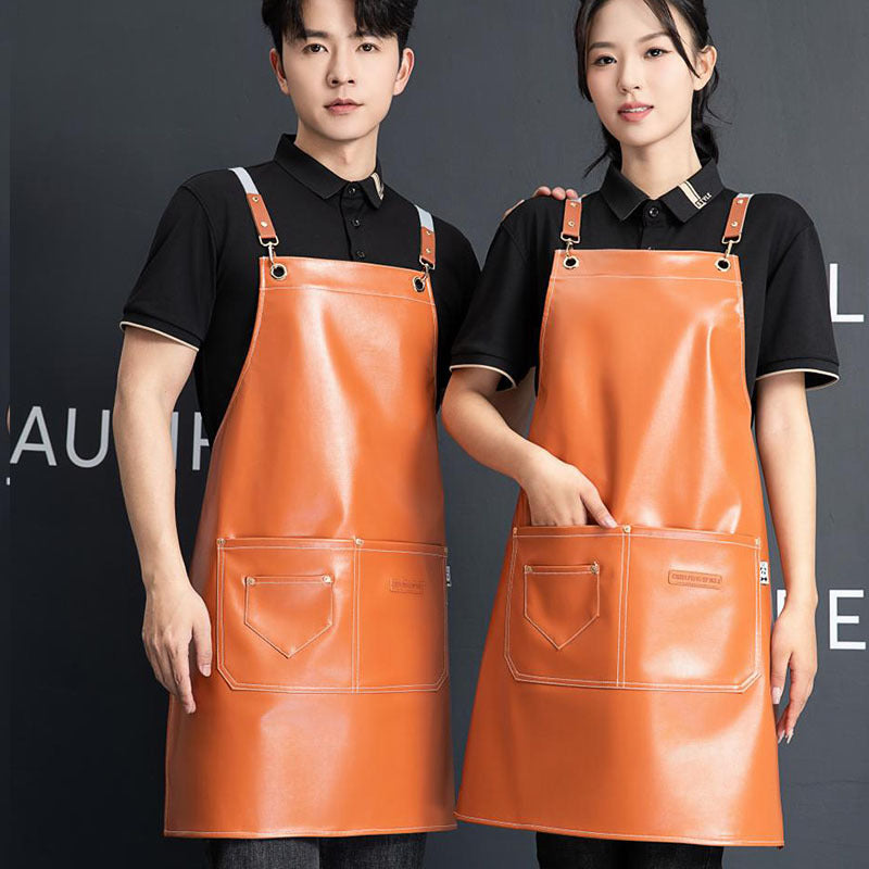 PU Leather Waterproof Apron – Custom Logo Kitchen Wear