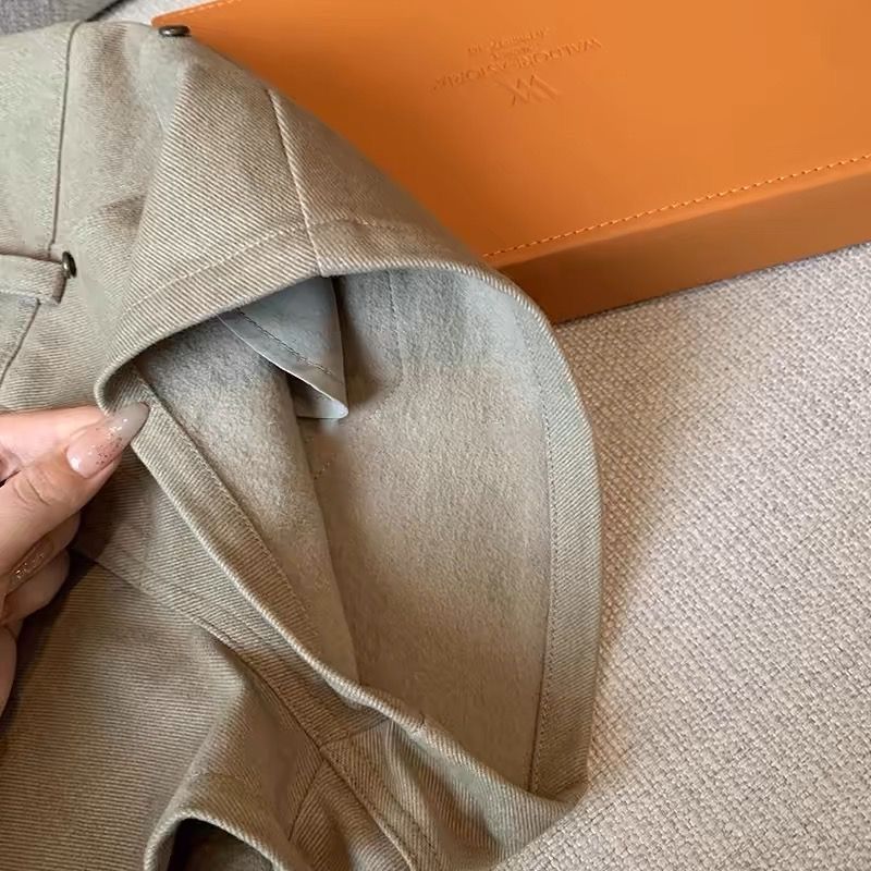 Khaki High Waist Denim Shorts Straight Leg Women
