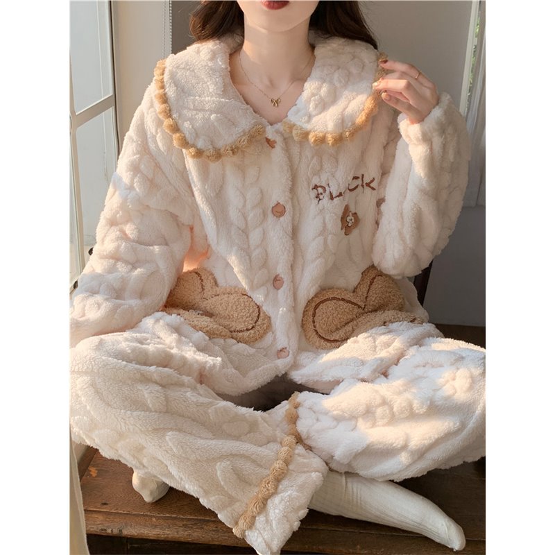 Warm Coral Velvet Pajamas Set