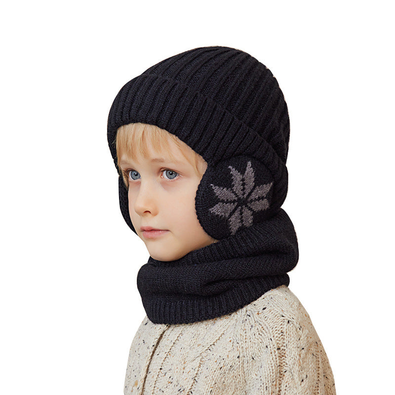 Kids’ Winter Hat & Scarf Set – Fleece-Lined Knitted Woolen Beanie