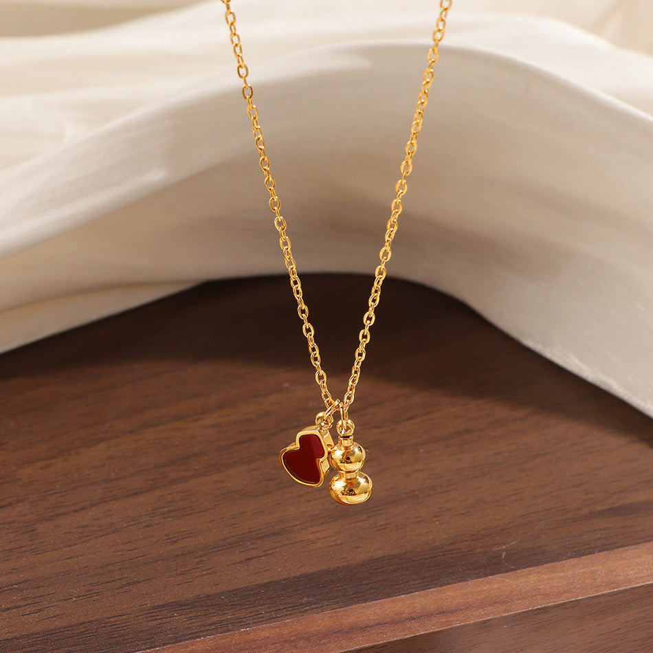 Red Shell Gourd Necklace – Titanium Steel Women’s Jewelry
