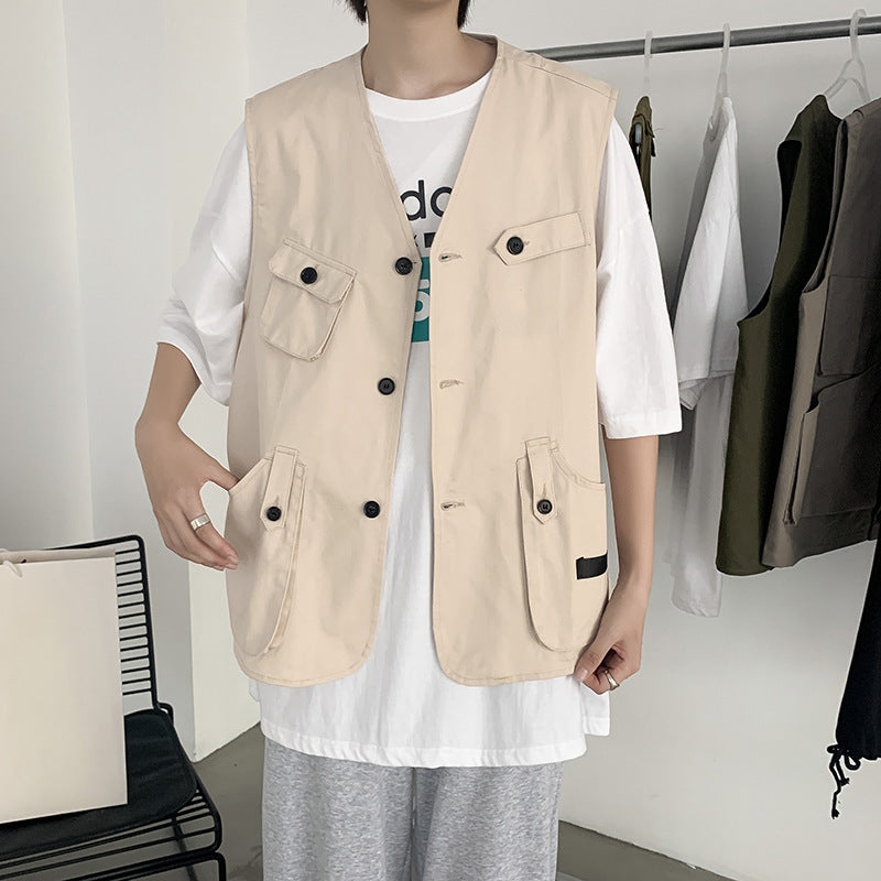 Men’s Harajuku Loose Vest – Summer Japanese Streetwear Waistcoat