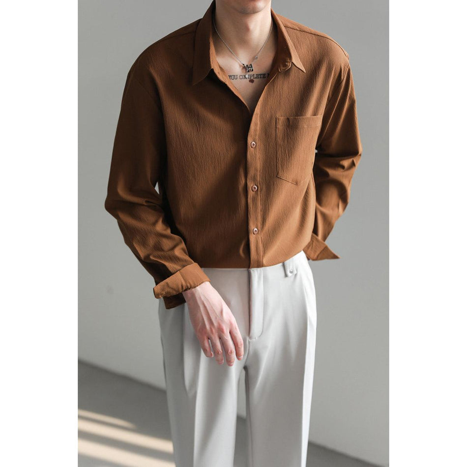 INSTOCK-Korean Solid Color Shirt ‚ Handsome Non-Iron Casual Top