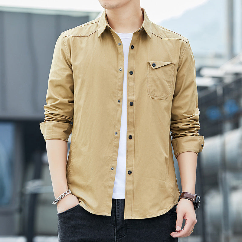 Men’s Slim-Fit Military Style Cotton Shirt